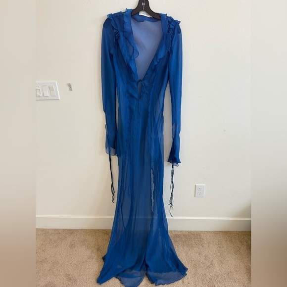 Rat & Boa Cobalt Blue Farretti sheer maxi dress L - Picture 6 of 12